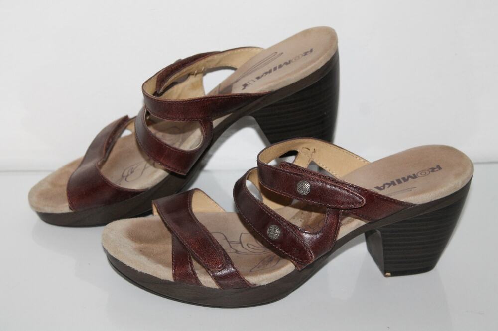 Romika Leather Strappy Slide Sandals, Women’s 10, EU 41, Brown, Casual